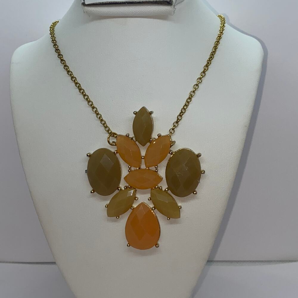 Bronze-Tone Multi-tone Orange Textured Necklace